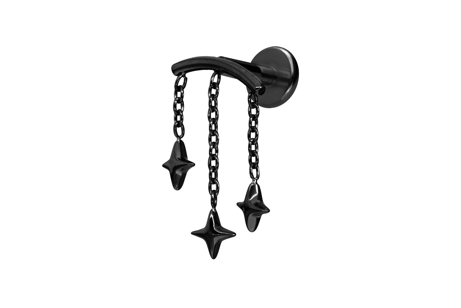 Titan Labret Piercing mit Innengewinde BOGEN + 3 STERNE